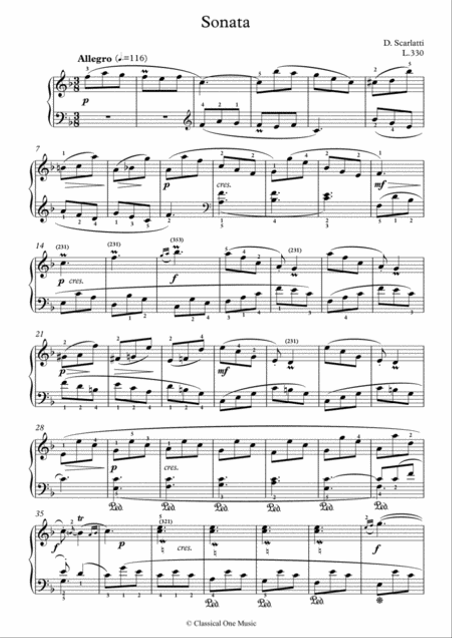 Scarlatti-Sonata in F-Major L.330 K.151(piano) Piano Solo scores gallery preview page 2