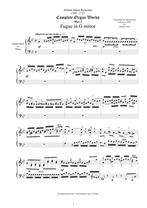 Reincken - Fugue in G minor for Harpsichord or Piano