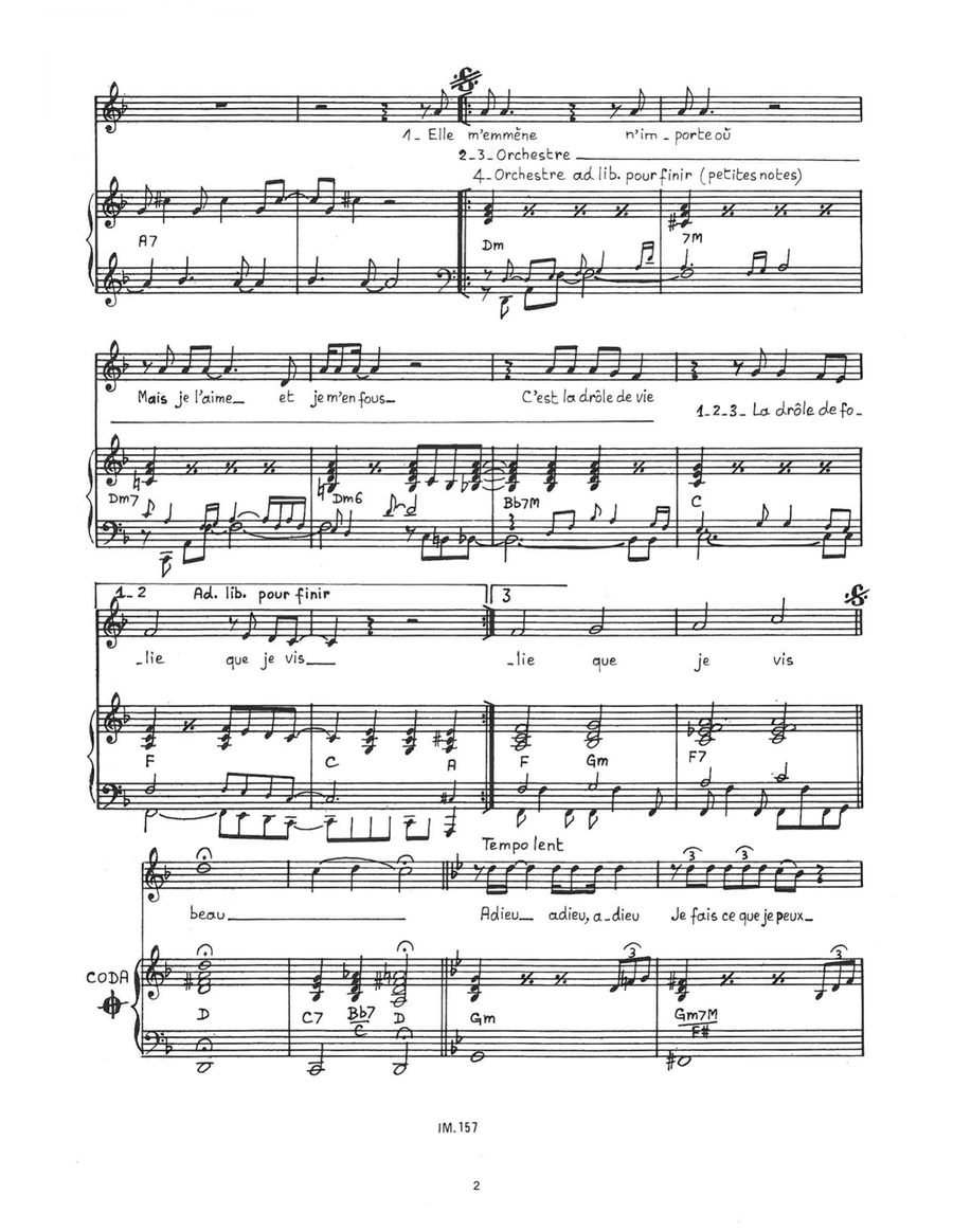 La Drole De Folie Que Je Vis Piano, Vocal scores gallery preview page 2
