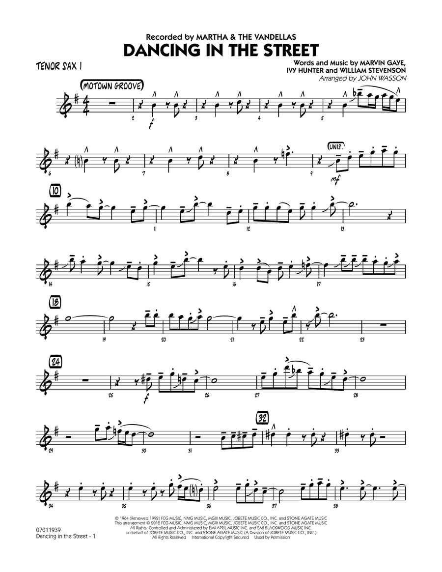 Dancing In The Street - Tenor Sax 1 Jazz Ensemble scores gallery preview page 1