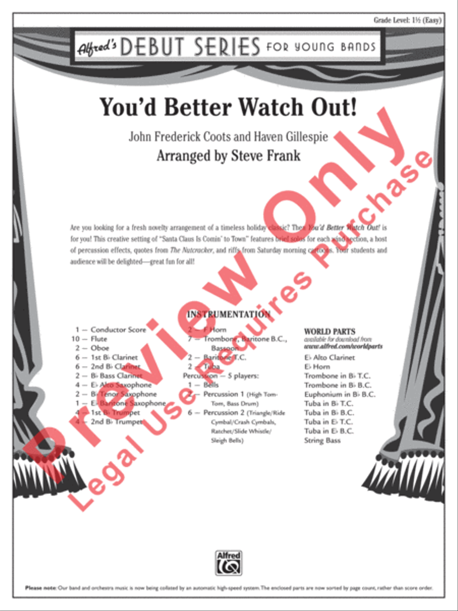 You'd Better Watch Out! Concert Band scores gallery preview page 2