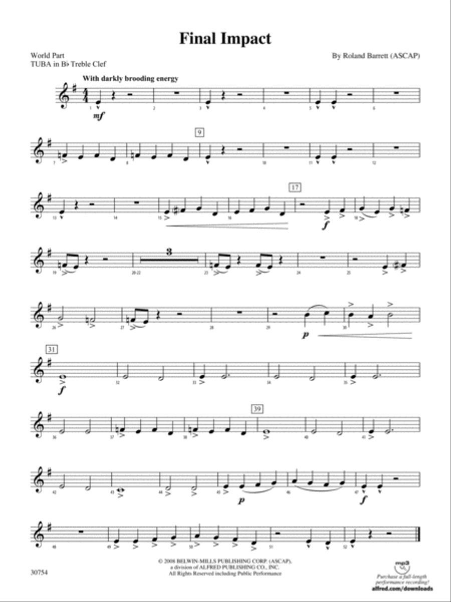 Final Impact: (World Part) B-flat Tuba T.C. Concert Band scores gallery preview page 1