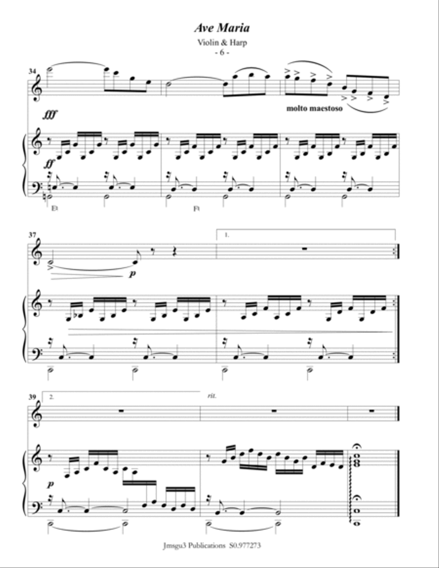 Bach-Gounod: Ave Maria for Violin & Harp String Duet scores gallery preview page 6