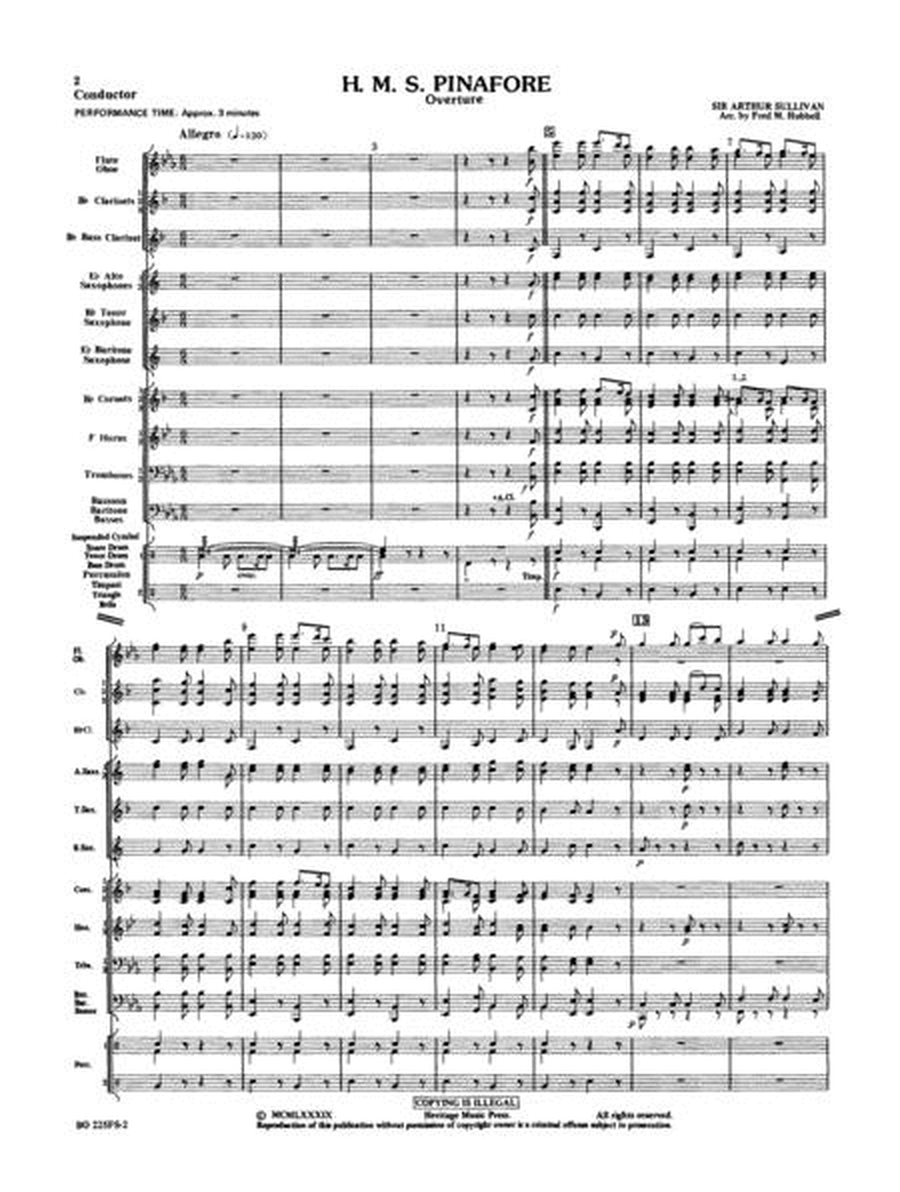 H M S Pinafore Overture Condensed Score