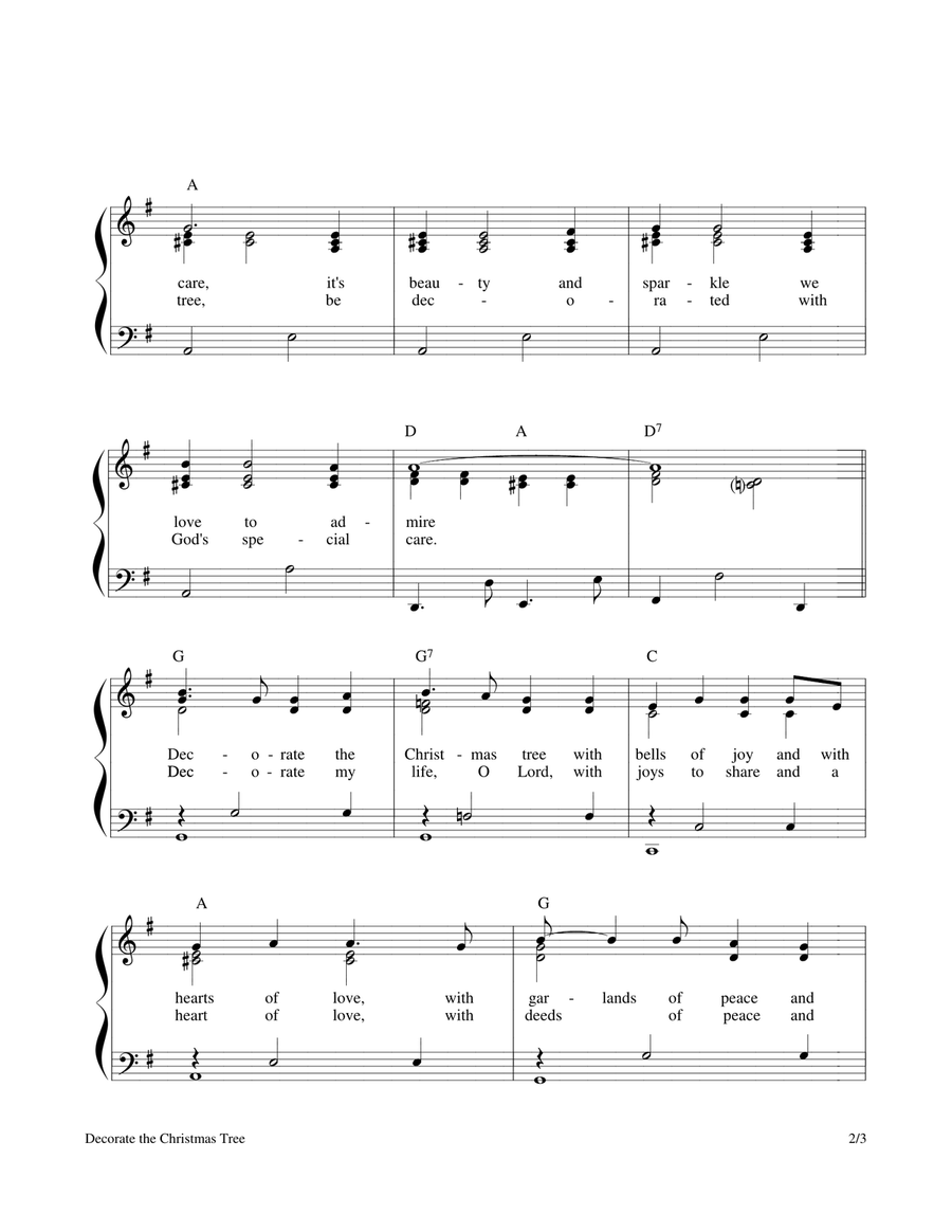Decorate the Christmas Tree Piano, Vocal scores gallery preview page 2