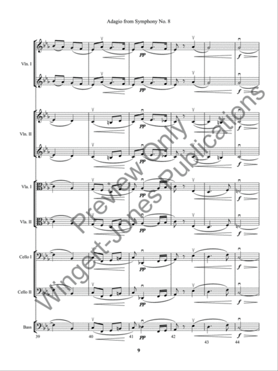 Adagio from Symphony No. 8 (Score) String Orchestra scores gallery preview page 12