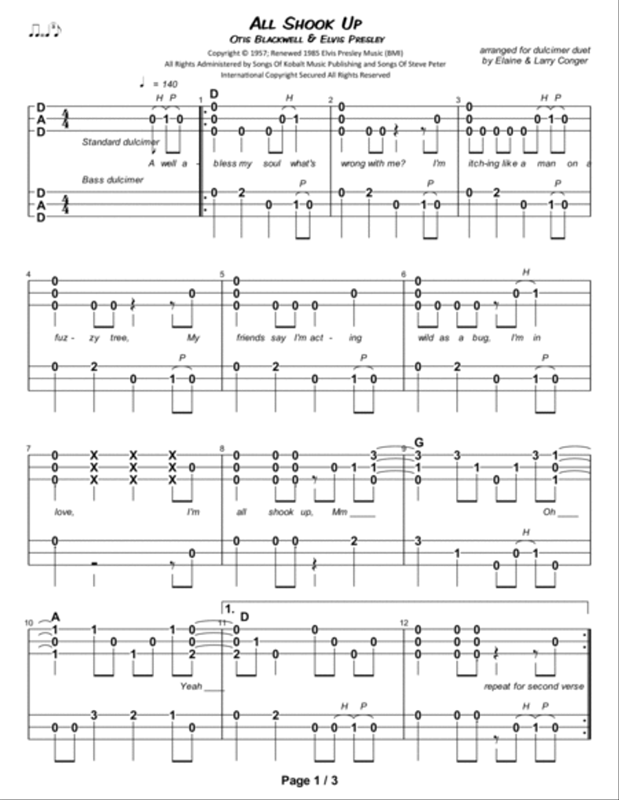 All Shook Up All Shook Up Dulcimer scores gallery preview page 2