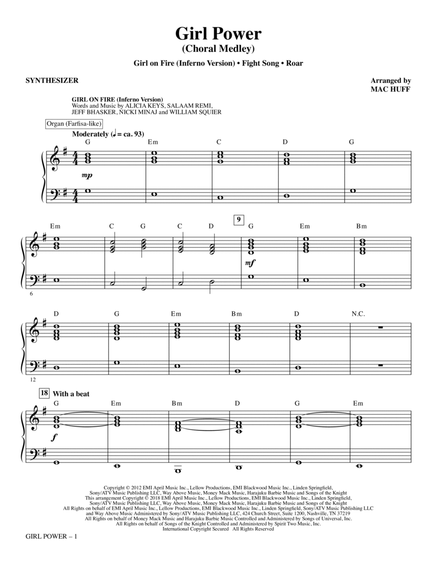 Girl Power (Choral Medley) - Synthesizer Choir scores gallery preview page 1