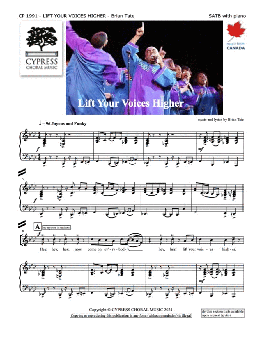 Lift Your Voices Higher Lift Your Voices Higher 4-Part scores gallery preview page 1