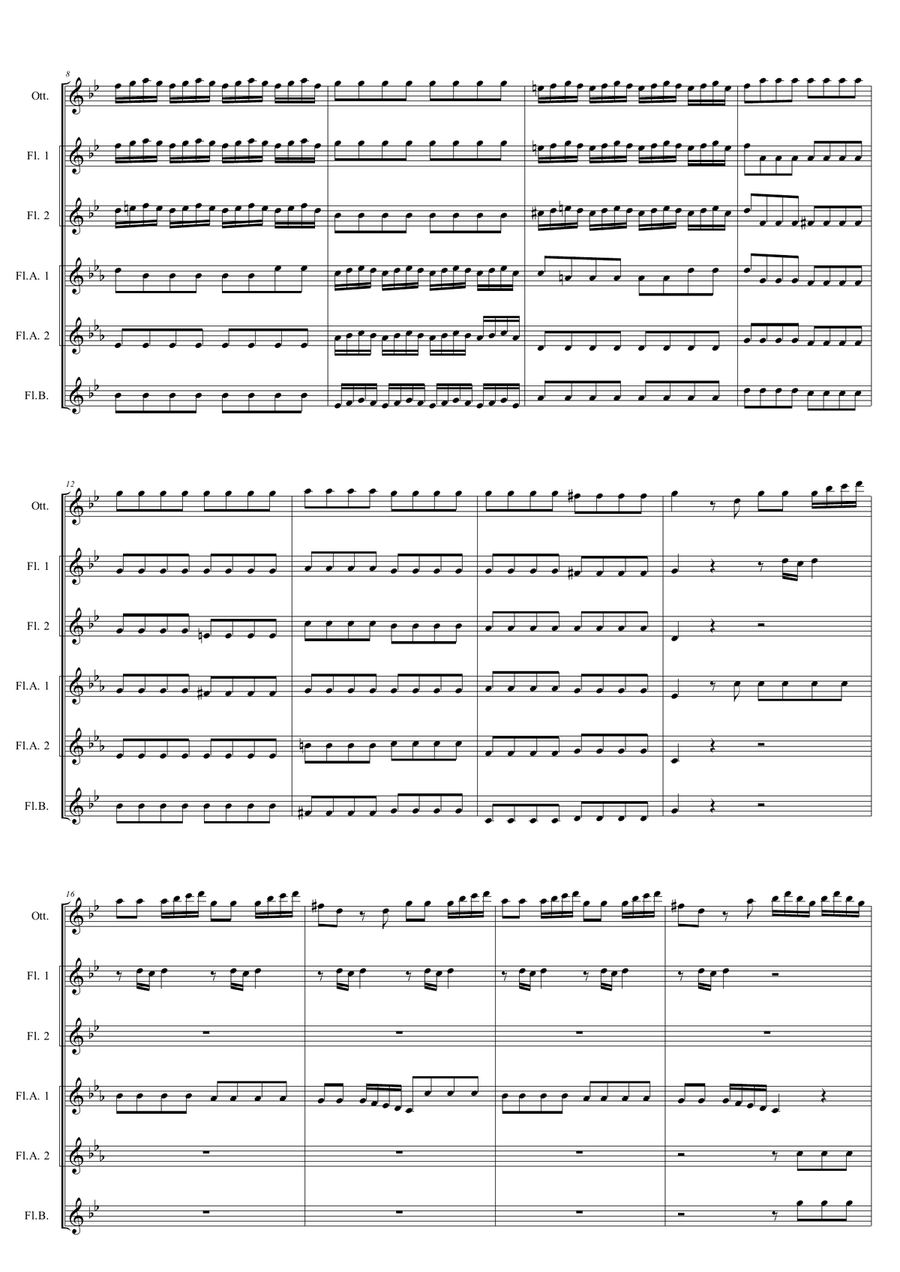 Flute Concerto n. 2 in G minor 'La Notte' - Flute Choir Flute Choir scores gallery preview page 4