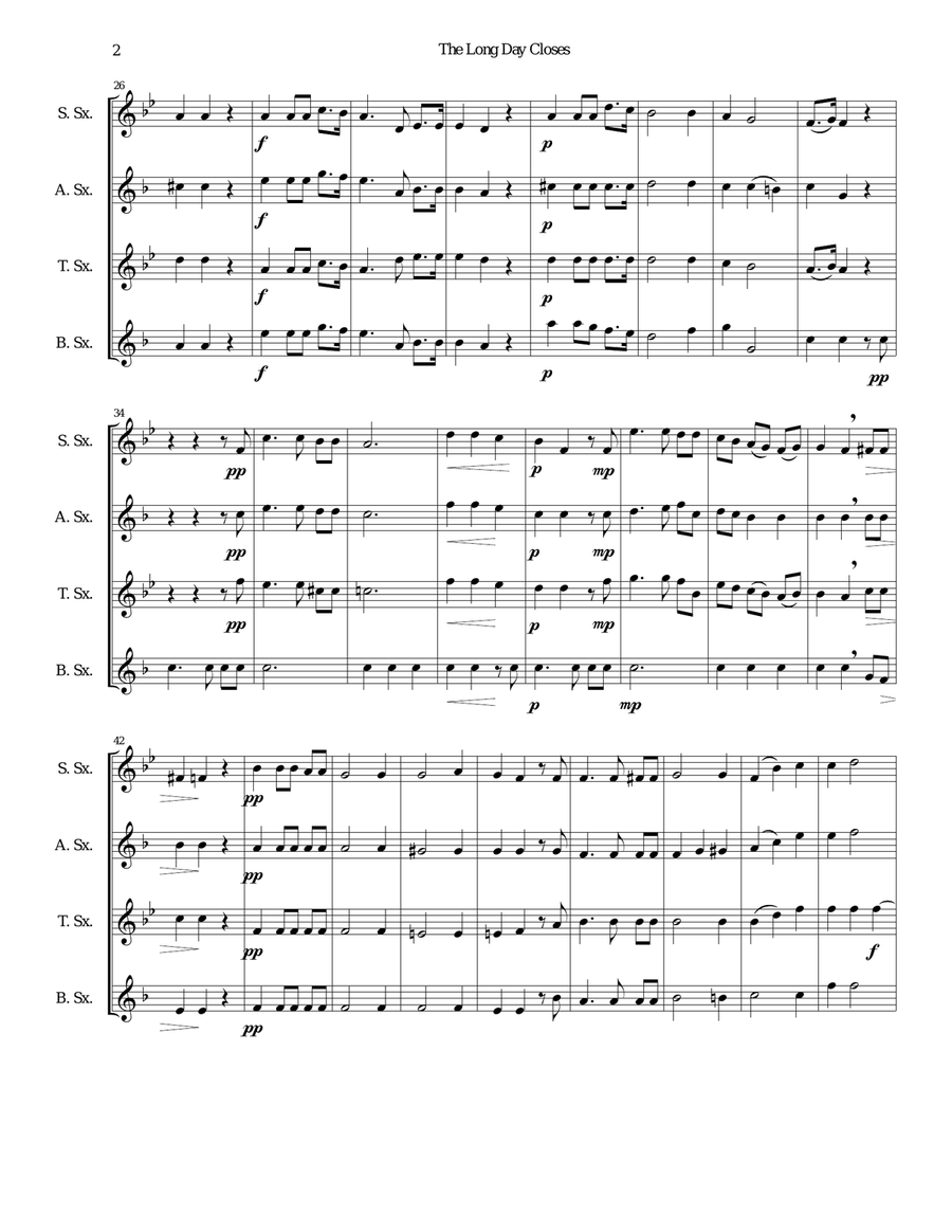 The long day closes for saxophone quartet Saxophone Quartet scores gallery preview page 2