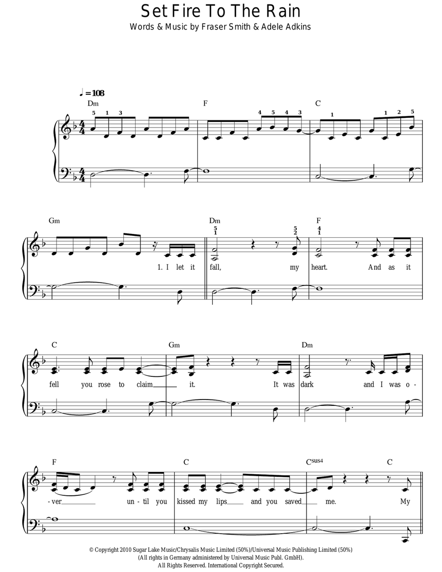 Set Fire To The Rain Voice scores gallery preview page 1