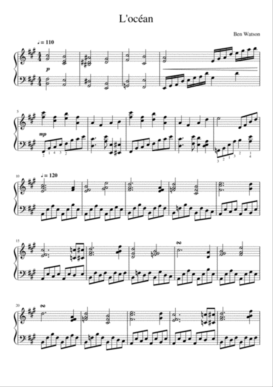 L'océan L'océan Piano Solo scores gallery preview page 1