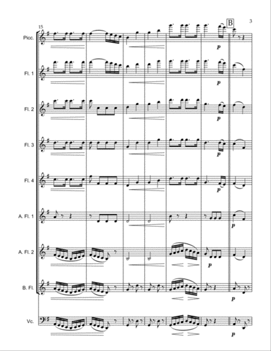 Unter Donner und Blitz, Op. 324 Thunder and Lightning Polka Flute Solo scores gallery preview page 3