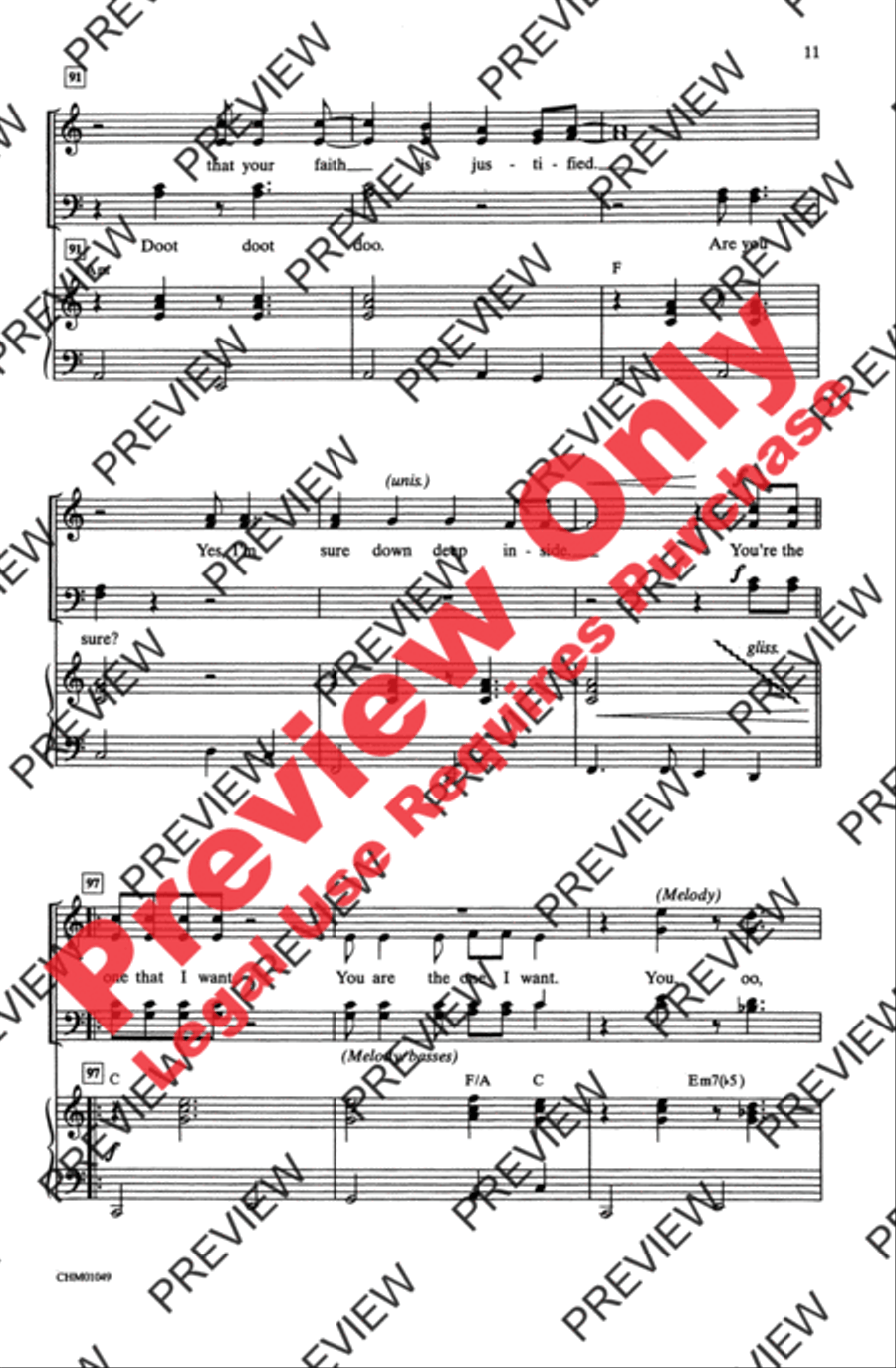 You're the One That I Want 4-Part scores gallery preview page 11