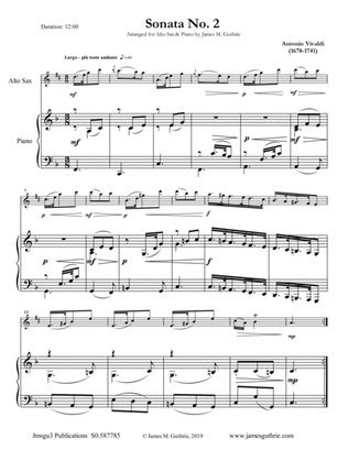 Book cover for Vivaldi: Sonata No. 2 for Alto Sax & Piano