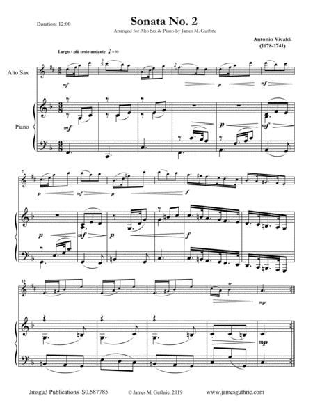 Vivaldi: Sonata No. 2 for Alto Sax & Piano image number null