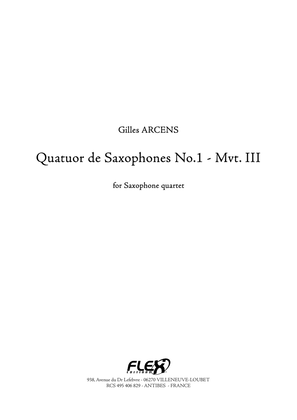 Book cover for Quatuor de Saxophones No. 1 - Mvt. III