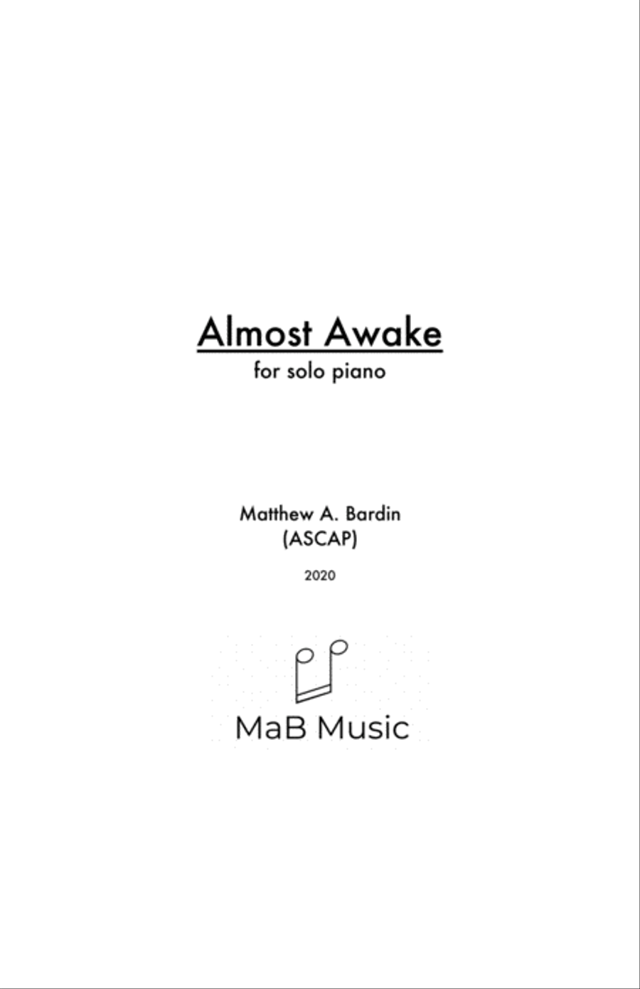 Almost Awake: Solo Piano Piano Solo scores gallery preview page 1