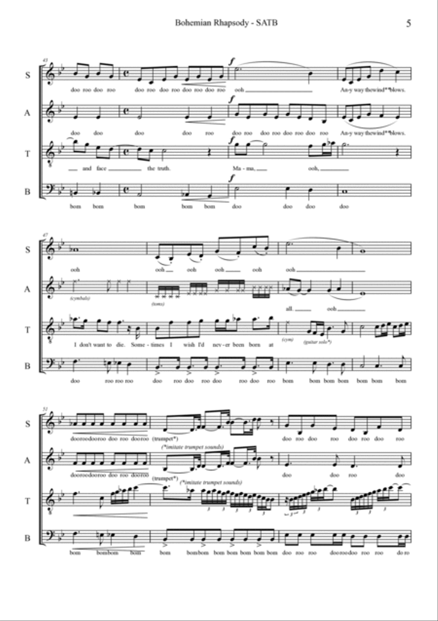 Bohemian Rhapsody 4-Part scores gallery preview page 5