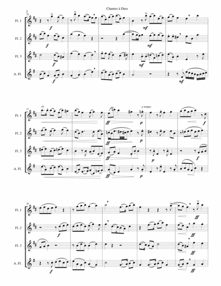 Chantez à Dieu for flute quartet (3 flutes and 1 alto flute) image number null