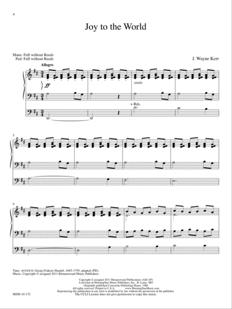 Joy to the World: Three Christmas Carol Settings for Organ Organ Solo scores gallery preview page 3
