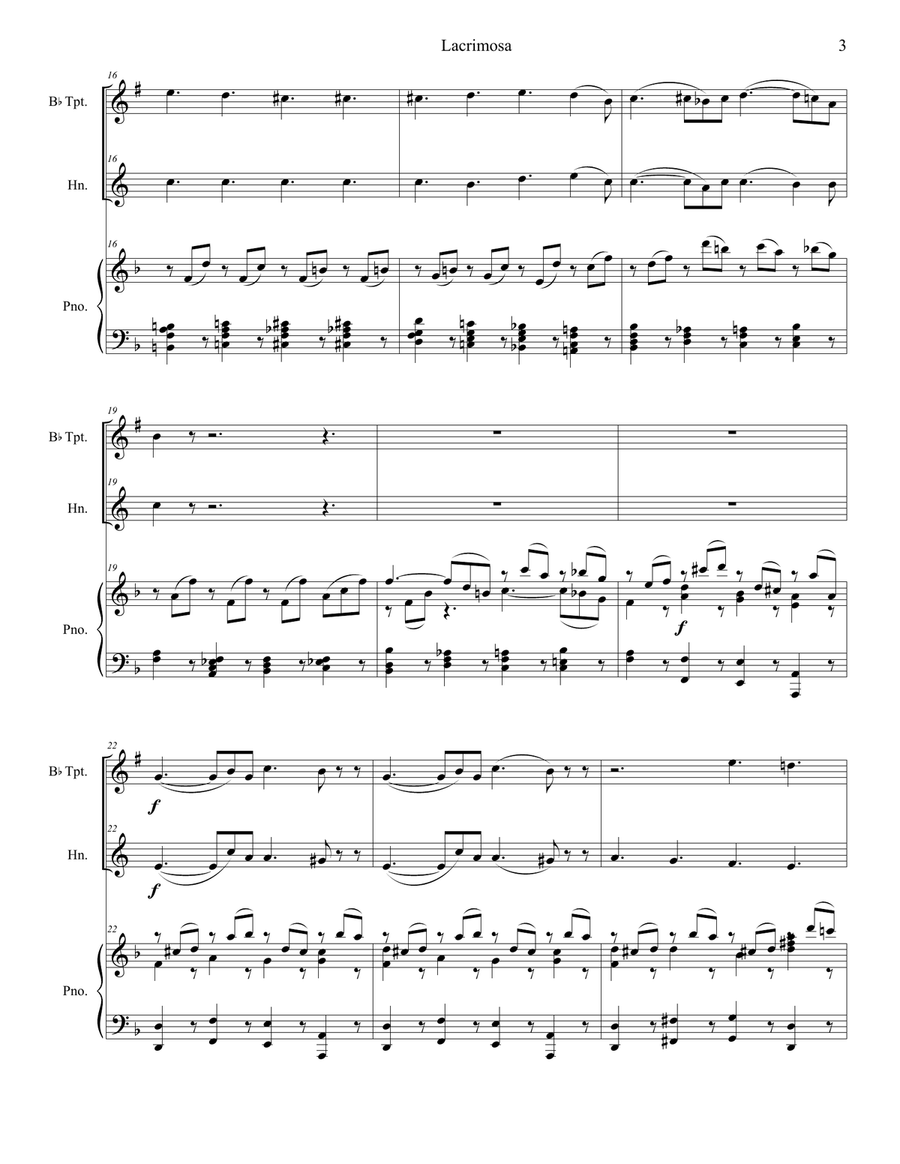 Lacrimosa (Duet for Bb-Trumpet and French Horn) Brass Duet scores gallery preview page 3
