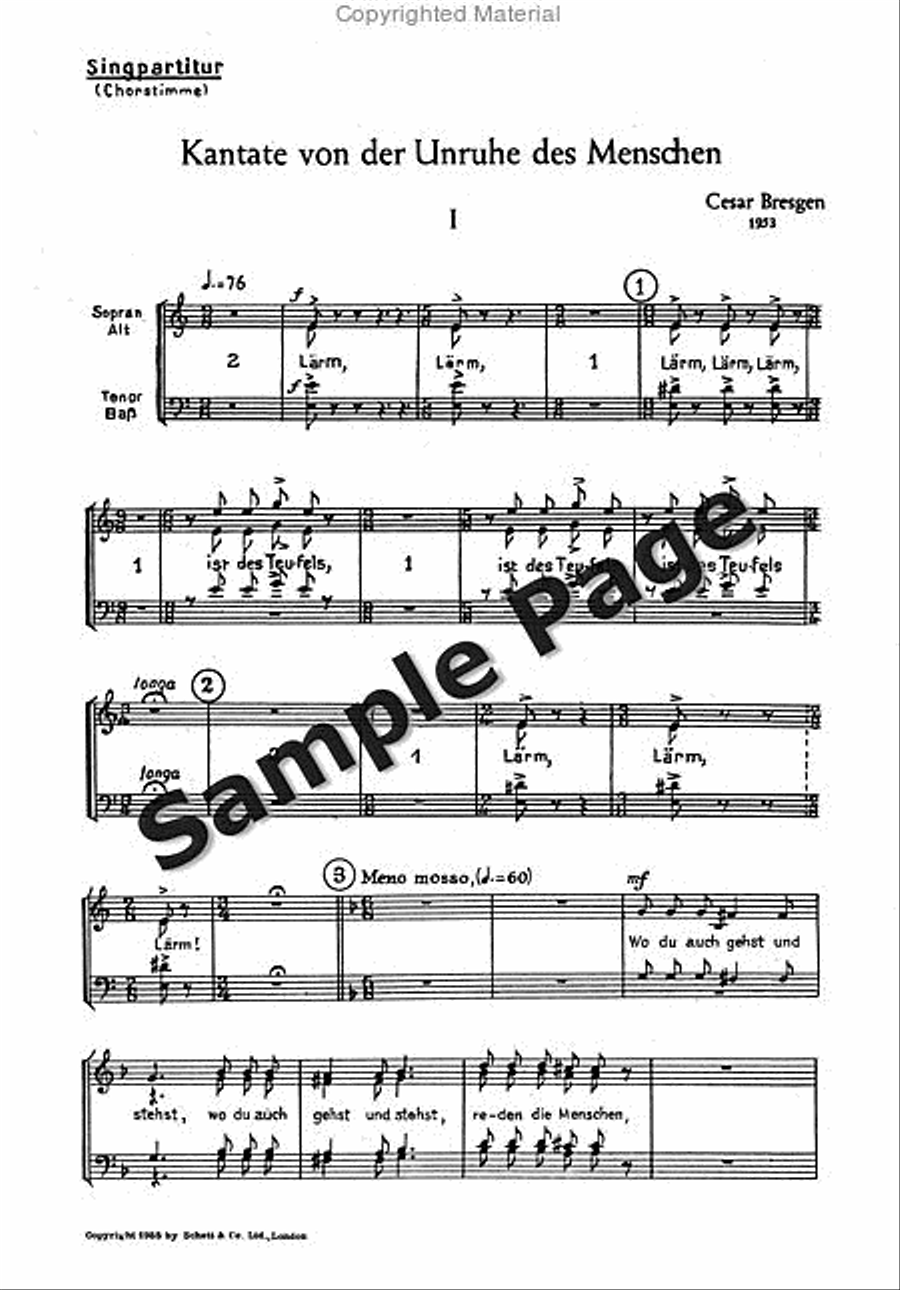 Von Der Unruhe Des Menschen Reduct 4-Part scores gallery preview page 2