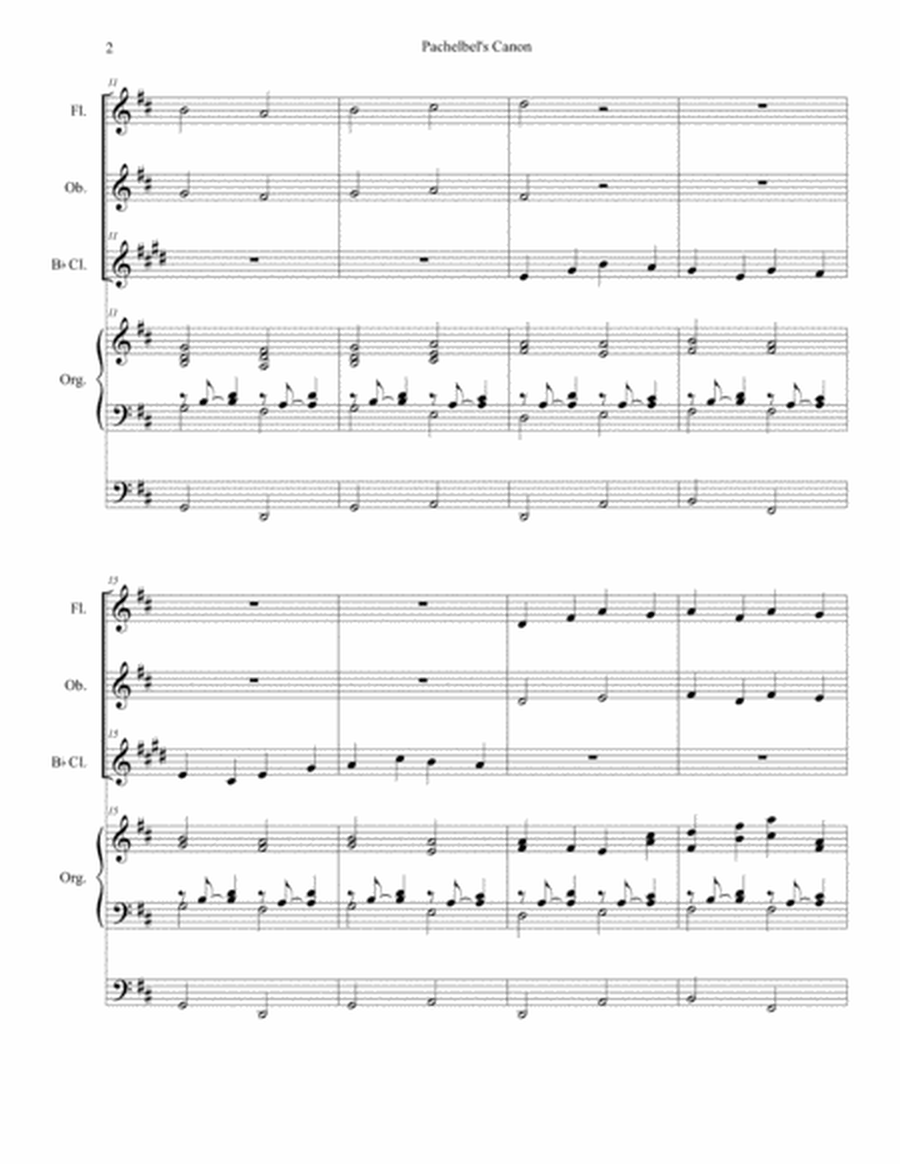 Pachelbel's Canon (Wedding Arrangement: for Woodwind Trio - Organ Accompaniment) image number null