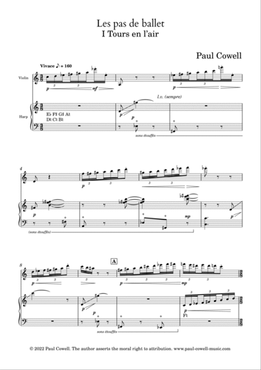 Les pas de ballet for violin and harp String Duet scores gallery preview page 3
