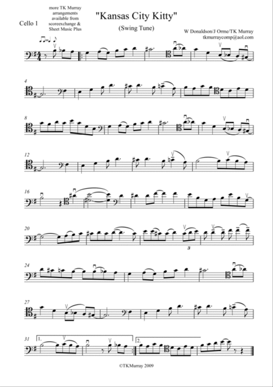 Kansas City Kitty - 2 Cellos, Cello Duo, Cello Group & Piano String Duet scores gallery preview page 3