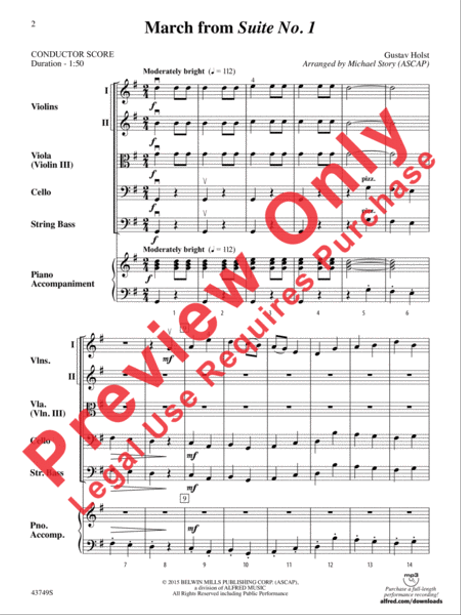 March from Suite No. 1 String Orchestra scores gallery preview page 3