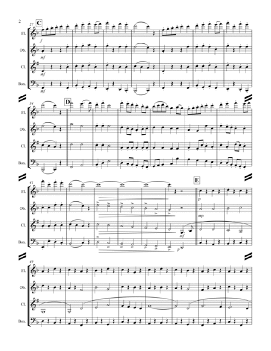 Holst - Second Suite for Military Band in F (for Woodwind Quartet) Woodwind Quartet scores gallery preview page 3