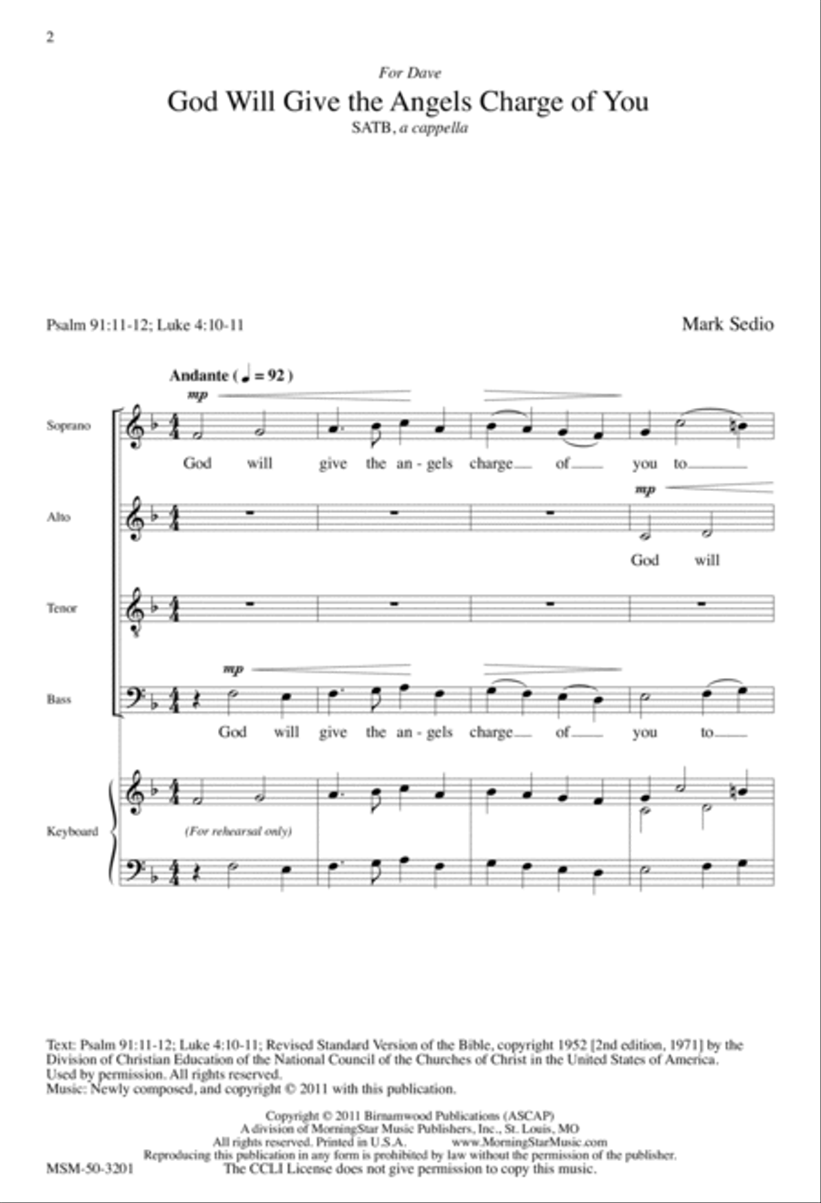 God Will Give the Angels Charge of You 4-Part scores gallery preview page 2