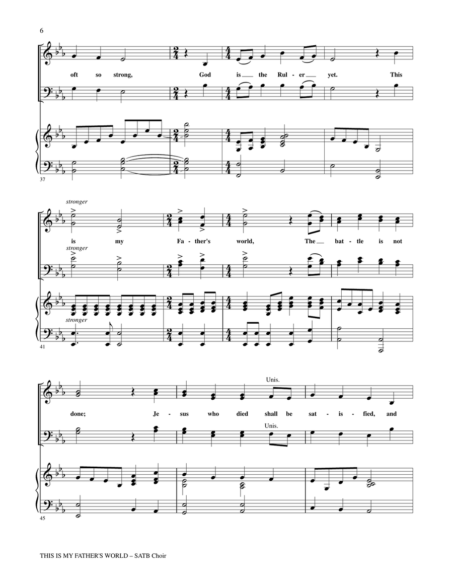 THIS IS MY FATHER'S WORLD (SATB Choir with Piano) 4-Part scores gallery preview page 6