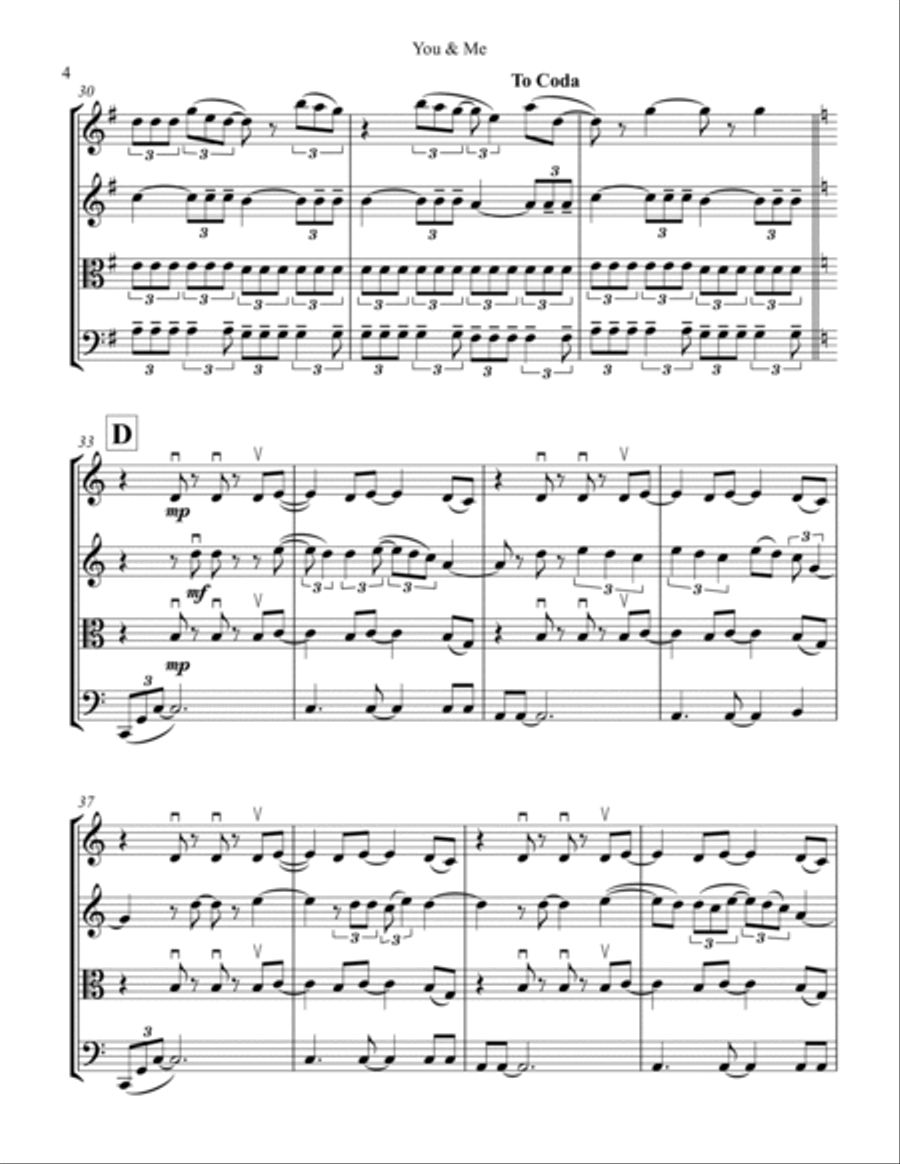 You & Me String Quartet scores gallery preview page 4
