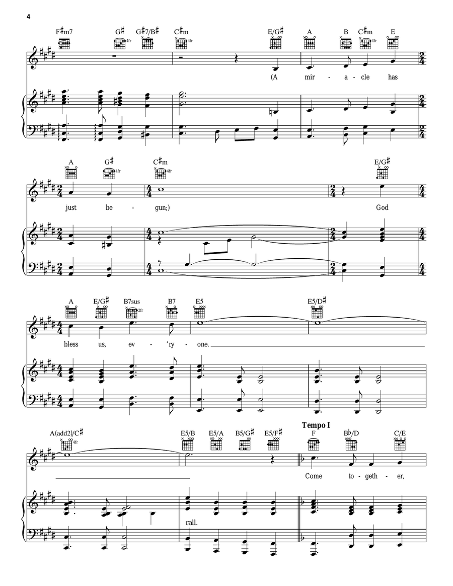God Bless Us Everyone God Bless Us Everyone Piano, Vocal, Guitar scores gallery preview page 4