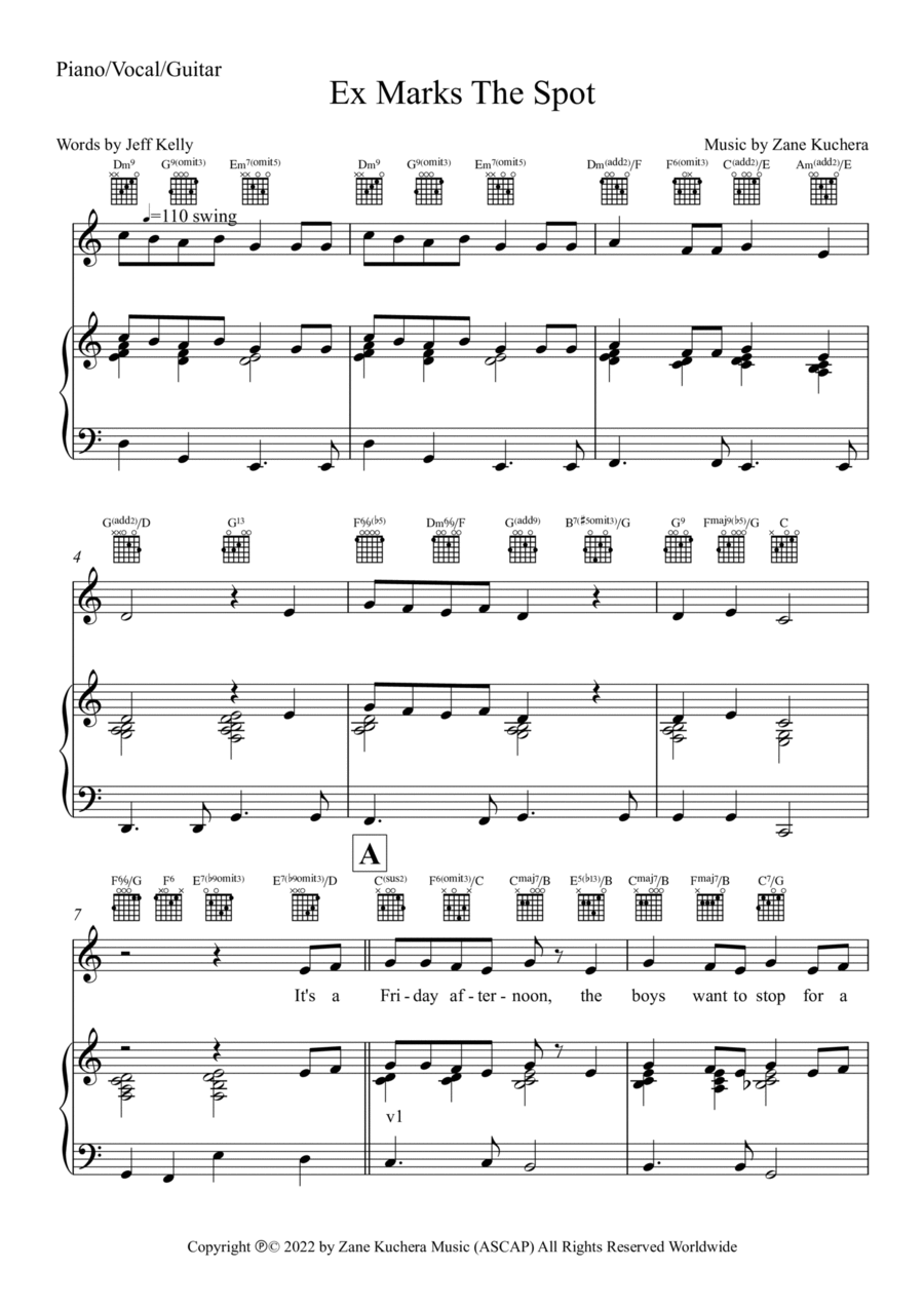Ex Marks The Spot Piano, Vocal, Guitar scores gallery preview page 1