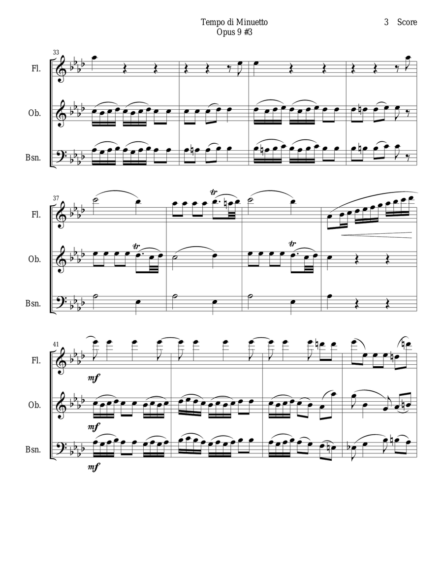Minuet for Flute, Oboe and Bassoon Trio Woodwind Trio scores gallery preview page 3
