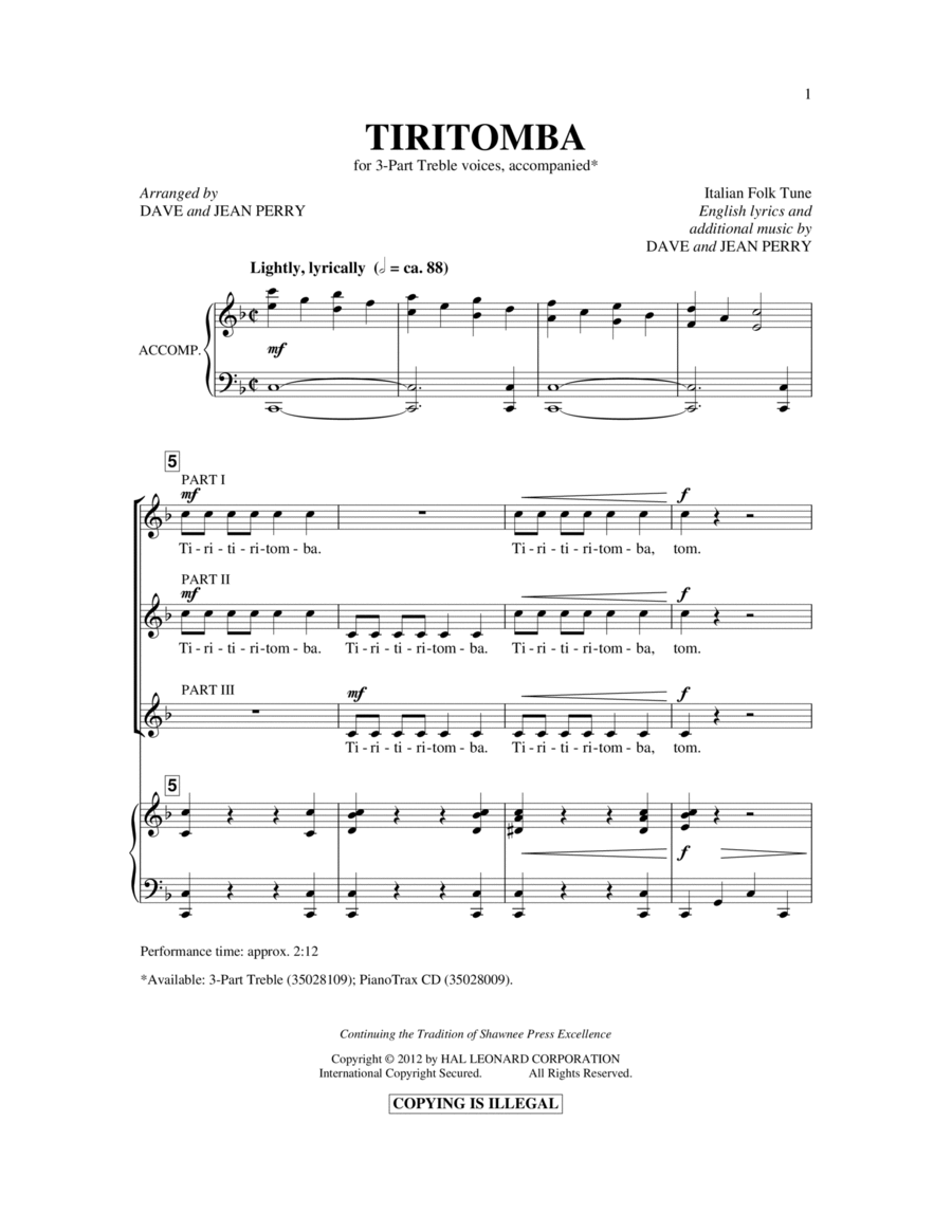 Tiritomba Tiritomba 3-Part scores gallery preview page 1