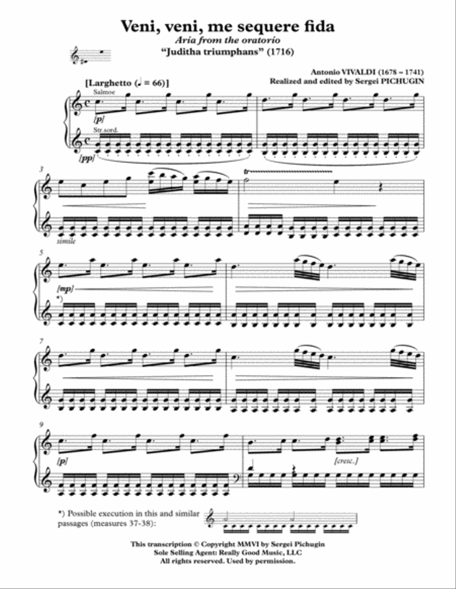VIVALDI Antonio: Veni, veni, me sequere fida, aria from the oratorio 