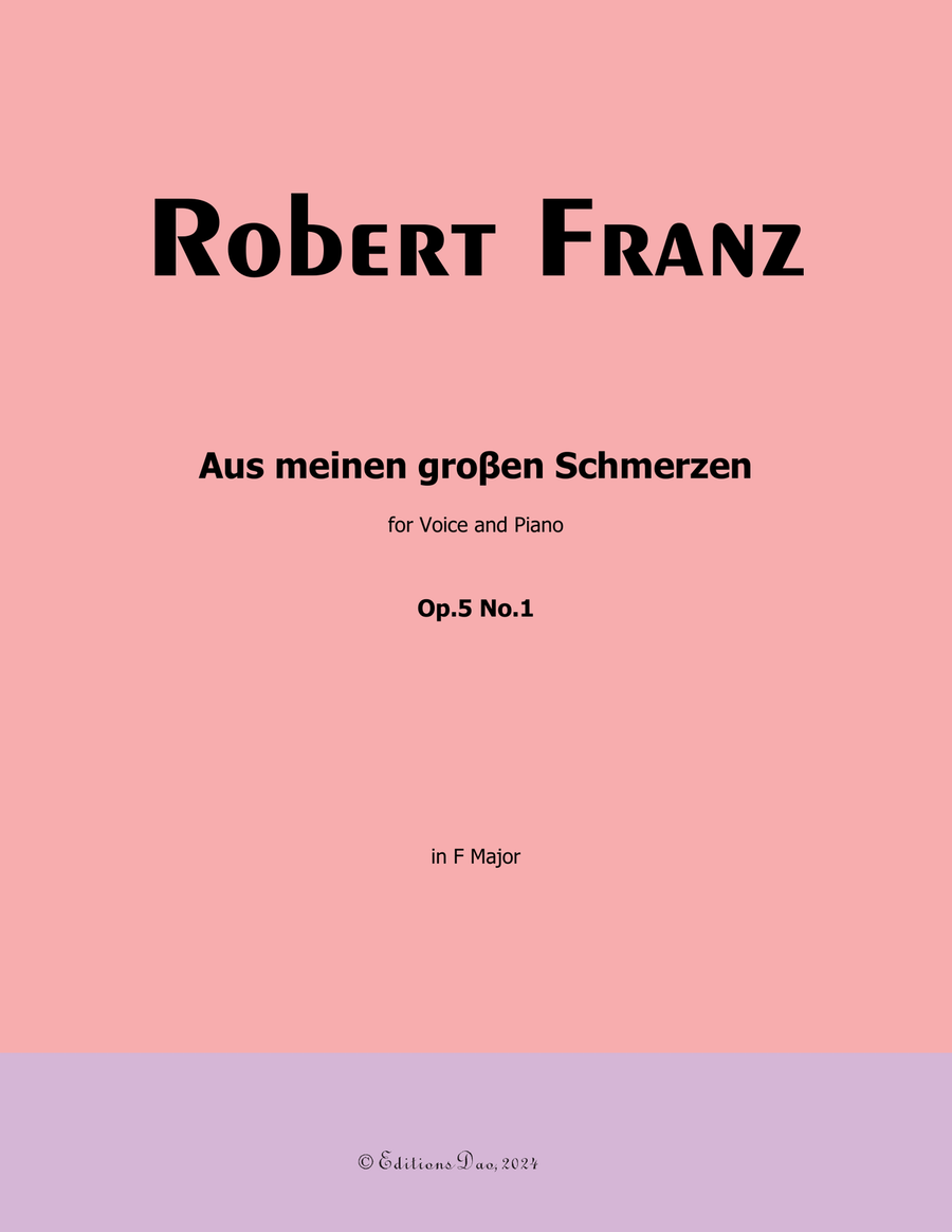 Aus meinen groβen Schmerzen, by Gabriel Fauré, in F Major Voice scores gallery preview page 1