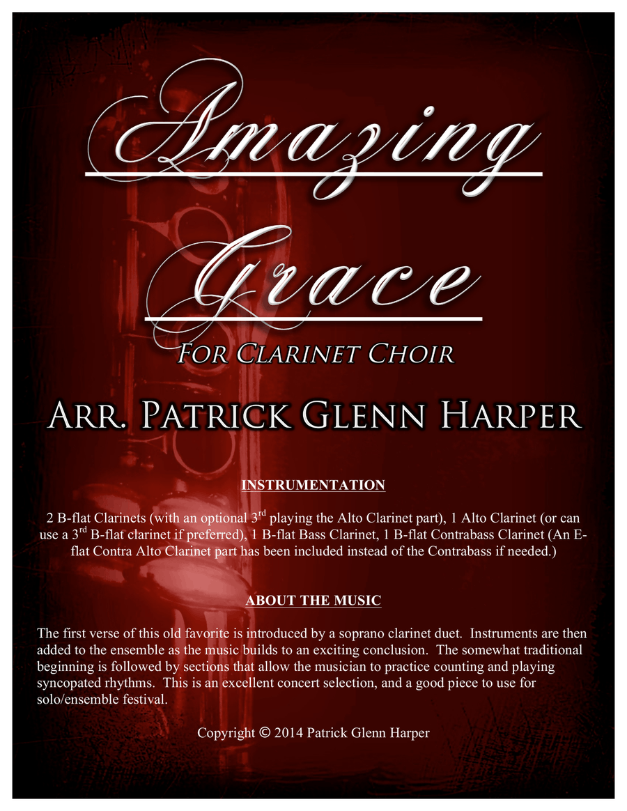 Amazing Grace - For Clarinet Choir Clarinet Choir scores gallery preview page 1