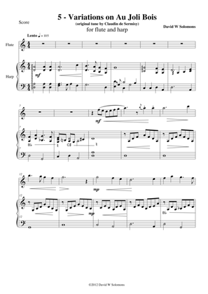 Variations on Au joli Bois for flute and harp
