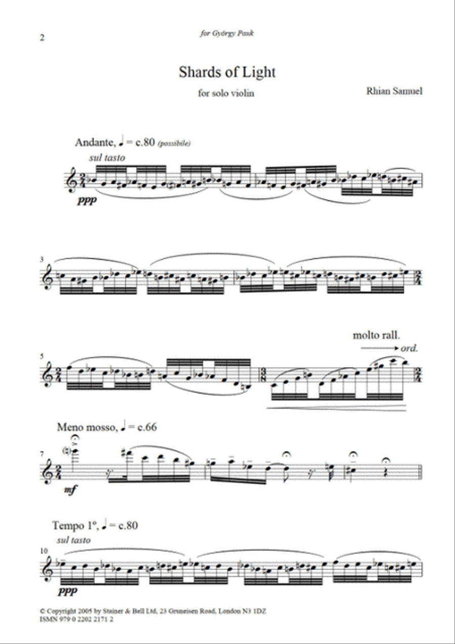 Shards of Light. Solo Violin Violin Solo scores gallery preview page 2