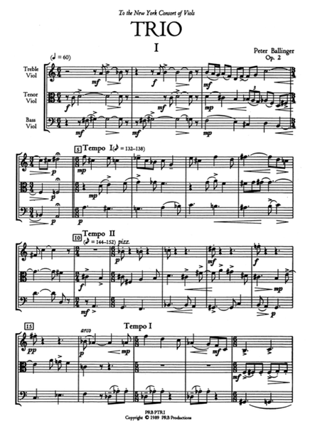 Trio Op. 3 (score and part set)
