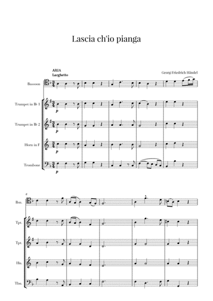 Haendel - Lascia ch’io pianga (for Bassoon and Brass Quartet) image number null