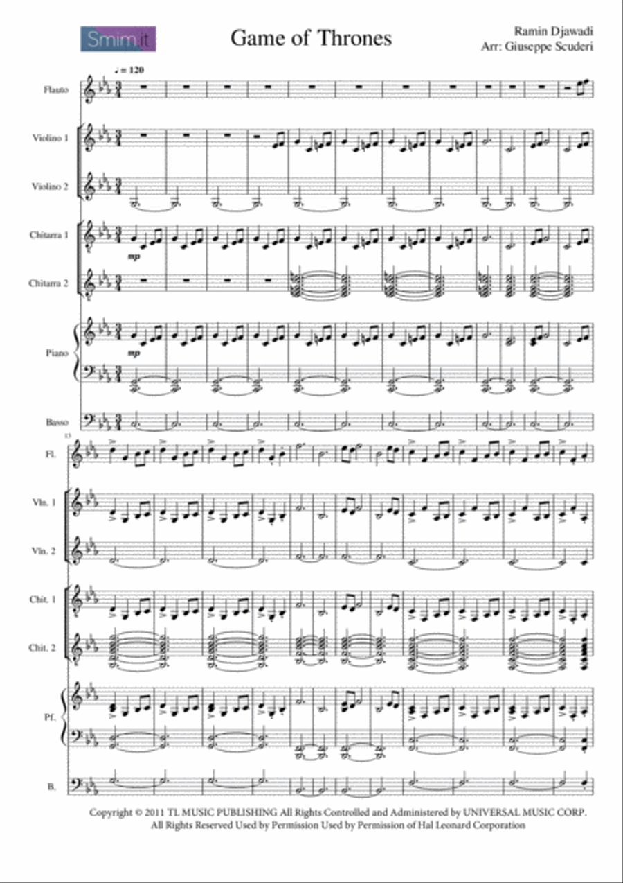 Game Of Thrones Flute scores gallery preview page 1