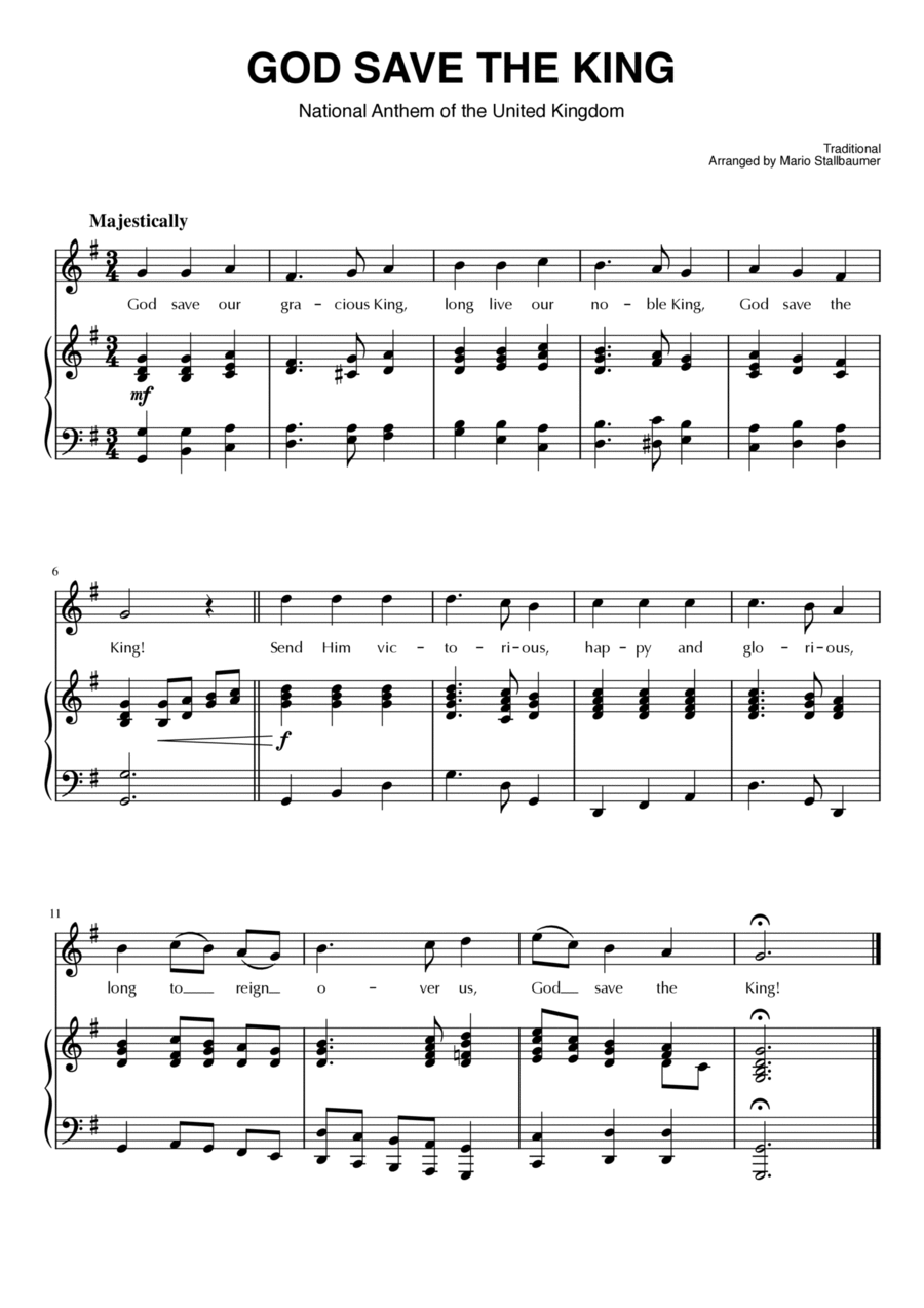 God Save the King (UK National Anthem) Voice scores gallery preview page 1