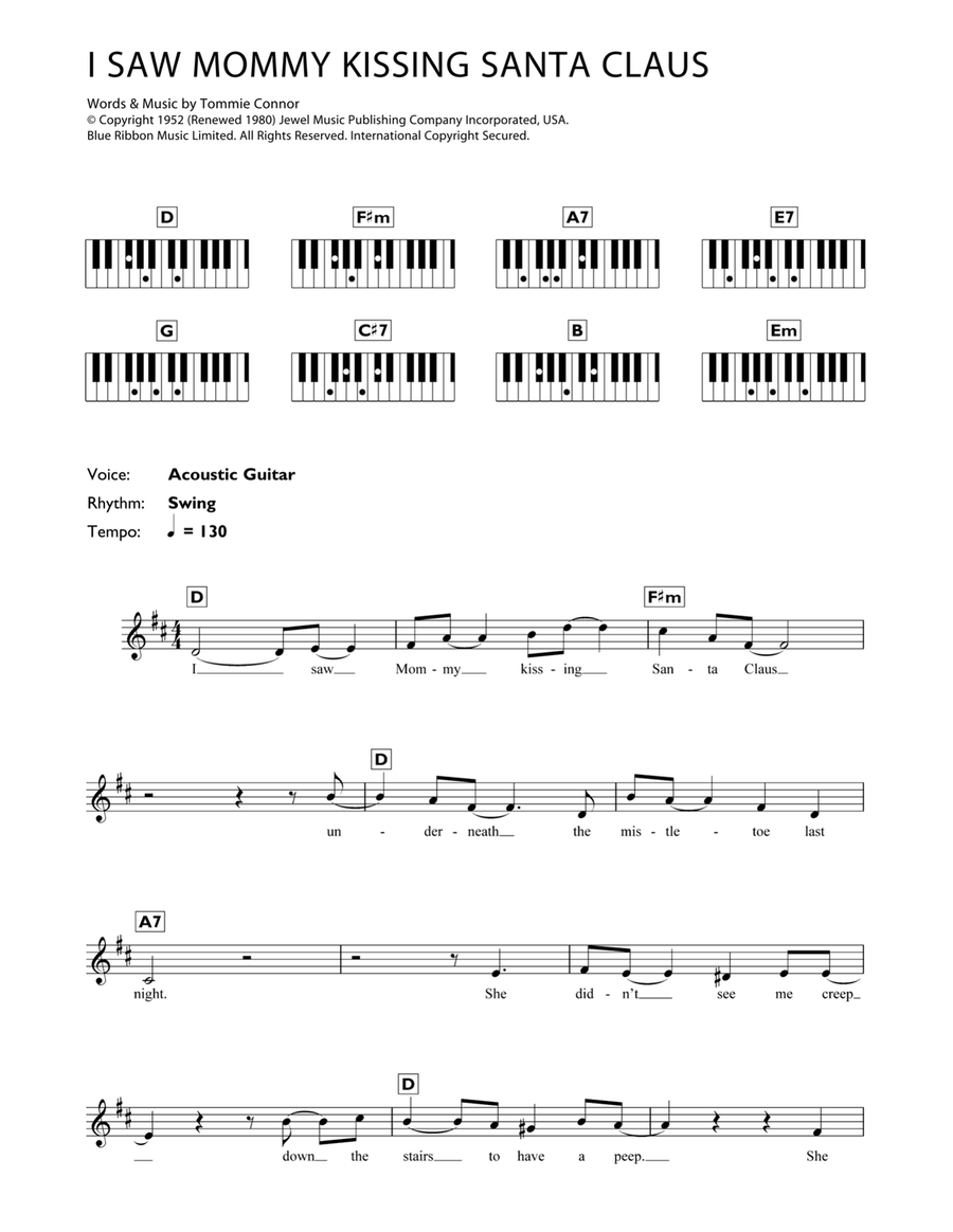 I Saw Mommy Kissing Santa Claus Piano scores gallery preview page 1